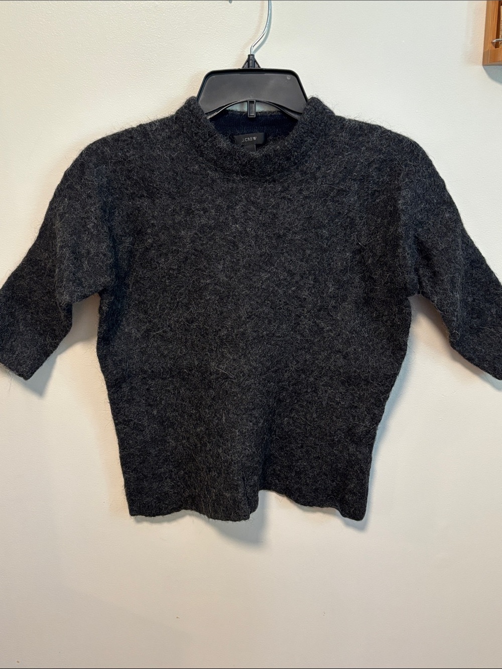 J. Crew Charcoal Alpaca Short-Sleeve Turtleneck Sweater